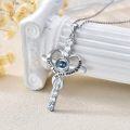 wholesale 925 Sterling Silver 925 Crystal Heart Projection Cross Necklace with Custom Photo Engraving for Women and Girls-0-4