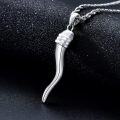wholesale 925 Sterling Silver Italian Horn Pendant Necklace - Good Luck Charm s for Men & Women-0-1