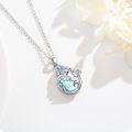 wholesale 925 Sterling Silver Blue Moonstone Sea Life Pendant Necklace with Dolphin Charm for Women-0-4