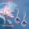 wholesale Sterling Silver Lotus Earrings with Moonstone Amber Onyx Lapis Larimar Rose Quartz Moss Agate-0-1