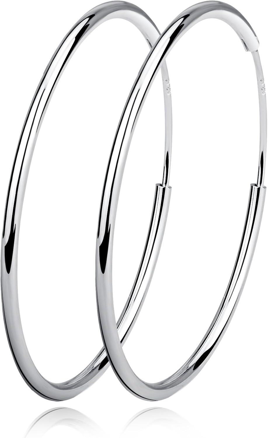 Sterling Silver Gold Hoop Earrings 20 80mm Circle Endless Jewelry-Diameter 60mm
