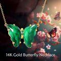 wholesale 14K Gold Butterfly Green Crystal Pendant Necklace 18 Chain s for Her-0-2