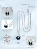 TOUPOP Sterling Silver Black Pearl Tree Of Life Leaf Pendant Necklace-0-4