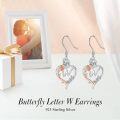 wholesale TOUPOP Rose Heart Earrings For Women Sterling Silver Butterfly Initial W Letter Drop Dangle Earrings Anniversary Birthday Christmas Jewelry Gifts For Her Wife Girlfriend Mom -0-2