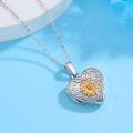 wholesale 925 Sterling Silver Heart Sunflower Photo Locket Pendant Necklace with Chain - Memorial Keepsake Gift for Women-0-1