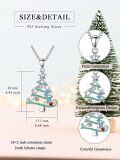 wholesale 925 Sterling Silver Christmas Tree with Colorful Stones and Star Pendant Necklace-0-5