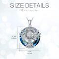 wholesale 925 Sterling Silver Viking Tree of Life Pendant Necklace with Blue Crystal Circle for Women/Men-0-3