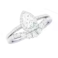TOUPOP 10k 14k 18k Gold Moissanite Pear Wedding Ring Set-0-0