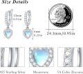 wholesale 925 Sterling Silver Heart-Shaped Moonstone & Cubic Zirconia Huggie Hoops with Blue Stone Drops for Women Girls  4cm Long-0-3
