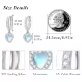 wholesale 925 Sterling Silver Heart-Shaped Moonstone & Cubic Zirconia Huggie Hoops with Blue Stone Drops for Women Girls  4cm Long-0-3