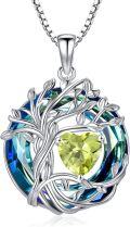 wholesale White Gold Yellow Gold Plated Sterling Silver Austrian Crystal Celtic Tree of Life Necklace-0-35
