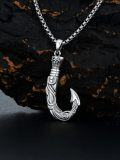 wholesale 925 Sterling Silver Fish Hook Pendant on Rolo Chain Necklace for Men & Women-0-2