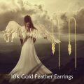 wholesale 14k/18k Solid Gold Feather Threader Earrings Long Dangle Ear Line s-0-3