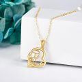 wholesale 14k Gold Mom Heart Pendant Necklace Cubic Zirconia Pave Chain Jewelry Gift-0-2