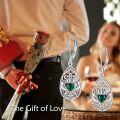 wholesale Silver Rose Gold Plated Claddagh Emerald Heart Drop Earrings 925 Sterling Silver Leverbacks-0-5