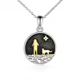 TOUPOP Sterling Silver Dog Pendant Coin Family Pet Necklace Jewelry Gifts-0-0