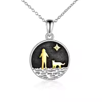 TOUPOP Sterling Silver Dog Pendant Coin Family Pet Necklace Jewelry Gifts-undefined