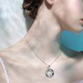 wholesale 925 Sterling Silver Butterfly Circle Blue Crystal Cubic Zirconia Pendant Necklace For Women-0-4