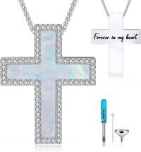 wholesale Sterling Silver Opal Urn Necklace for Ashes Cremation Jewelry-Cross-Cross-Customized