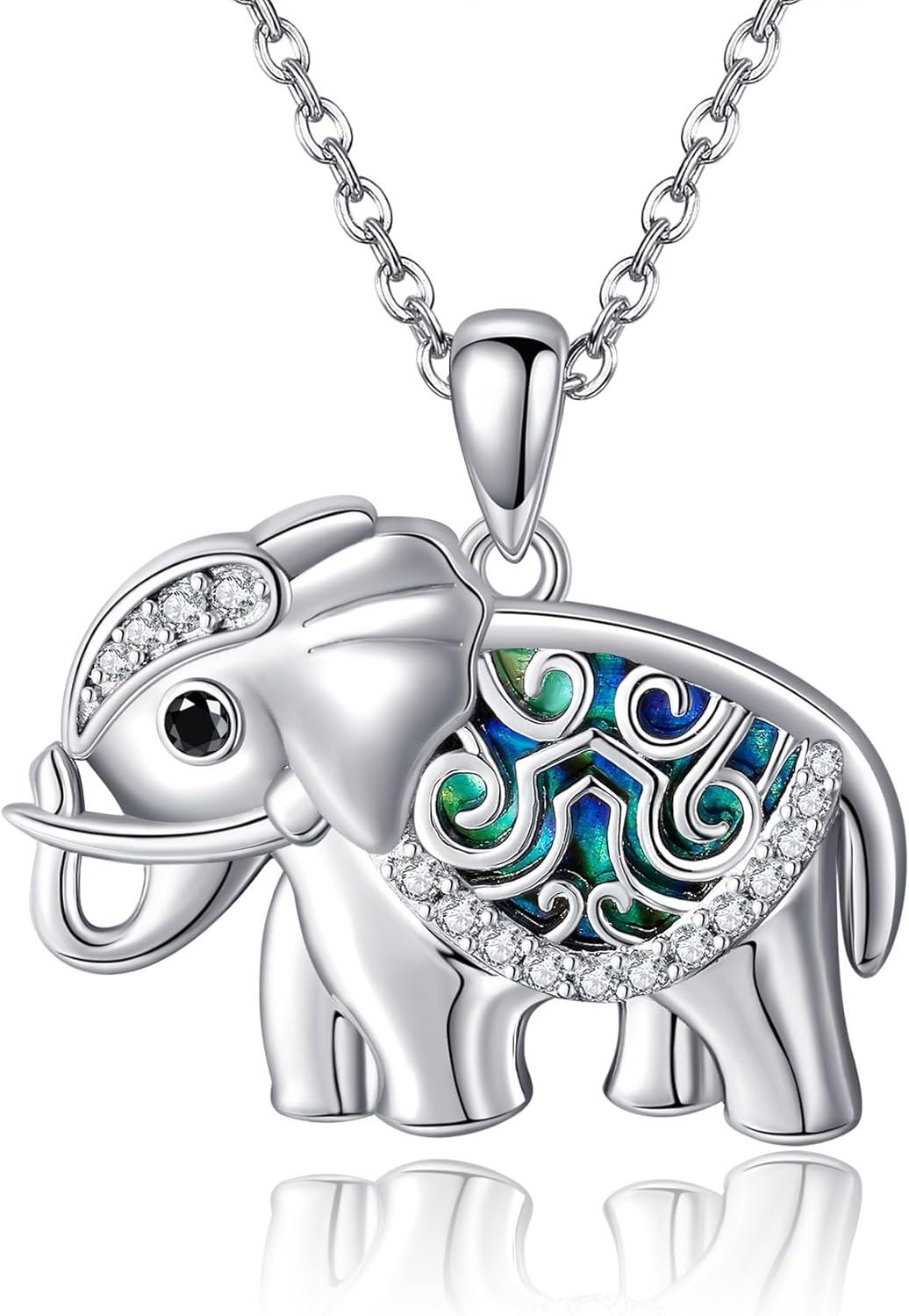 Sterling Silver Animal Pendant Necklace Raccoon Squirrel Hummingbird Hedgehog Elephant Women s Jewelry Gift-Elephant