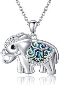 wholesale 925 Sterling Silver Elephant Pendant Necklace with Enamel and Cubic Zirconia for Women's Gifts-Elephant