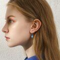 wholesale 925 Sterling Silver Oxidized Blue Swarovski Crystal Pear Cut Drop Earrings-0-3