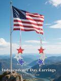 wholesale 925 Sterling Silver Red White Blue Trio Star Dangle Earrings – Patriotic American Flag Jewelry for Women-0-4