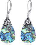 wholesale 925 Sterling Silver Butterfly & Flower Abalone Shell Drop Earrings with Leverbacks-0-0