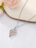 wholesale 925 Sterling Silver Heart-Shaped Mom and Child Pendant Necklace with Cubic Zirconia Elements - I Love You Forever Inscription-0-3
