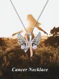 wholesale 925 Sterling Silver Angel Wings & Pink Ribbon Hope Breast Cancer Awareness Pendant Necklace-0-3