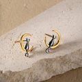 wholesale 925 Sterling Silver Black Cat Crescent Moon Stud Earrings for Women-0-1