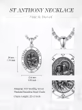 TOUPOP 925 Sterling Silver Stainless Steel Saint Medal Protection Necklace-0-1