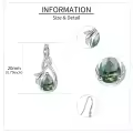wholesale 925 Sterling Silver Moss Agate Palm Tree Leaf Drop Earring-0-3