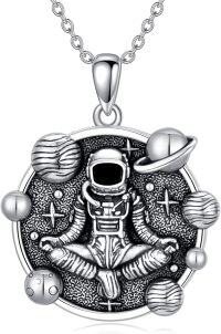 wholesale 925 Sterling Silver Astronaut Pendant Necklace - Space Themed Jewellery Gifts for Him Her Boys Girls-Astronaut Space Necklace