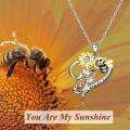 wholesale 925 Sterling Silver Sunflower & Bee Infinity Love Necklace for Women-0-4