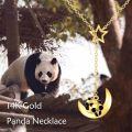 wholesale 14K Gold Panda on Crescent Moon with Star Pendant Necklace for Women Mother's Day Gift Jewelry Accessory-0-1