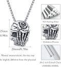 wholesale 925 Sterling Silver Gothic Rose Skull Pendant Necklace - Memento Mori Jewelry for Women and Men-0-5