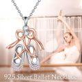 wholesale 925 Sterling Silver Rose Gold Plated Dancing Shoes with Bowknot Pendant Necklace for Women-0-1