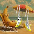 wholesale 925 Sterling Silver Cool Banana Drop Earrings with Yellow Enamel and Sunglasses Charm-0-3