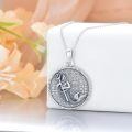 wholesale 925 Sterling Silver Oxidized Poseidon Mermaid Trident Oval Pendant Necklace-0-2