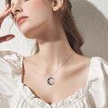 wholesale 925 Sterling Silver Moon & Stars with Cat Pendant Necklace for Women Girls Gifts-0-1
