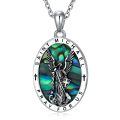wholesale 925 Silver Saint Michael Archangel Abalone Shell Oval Pendant Necklace-0-0