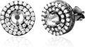 wholesale 925 Sterling Silver Round Black Plated CZ Stud Earrings for Men-0-0