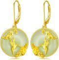 wholesale 14K Gold Plated Sterling Silver Round Natural Jade Earrings for Women-0-6