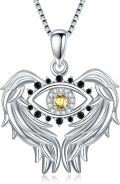 wholesale TOUPOP Evil Eye Necklace For Women Sterling Silver Angel Wings Protection Pendant Necklace With November Birthstone Topaz Amulet Jewelry Gifts For Her Women Birthday Graduation -0-0