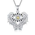 TOUPOP Sterling Silver Topaz Evil Eye Angel Wings Protection Pendant Necklace-0-0