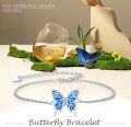 wholesale 925 Sterling Silver Blue Fire Opal Butterfly Charm Adjustable Bracelet for Women-0-5
