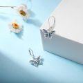 wholesale 925 Sterling Silver Butterfly Dangle Earrings with Blue Enamel and Leverback Closure for Sensitive Ears Mother's Day Gift for Women & Girlfriends-0-2