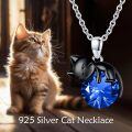 wholesale 14K Gold Pink Crystal Black Cat Pendant Necklace for Women Cats Lover-0-106