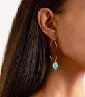 wholesale 925 Sterling Silver Oval Genuine Turquoise Drop Earrings for Women-0-1